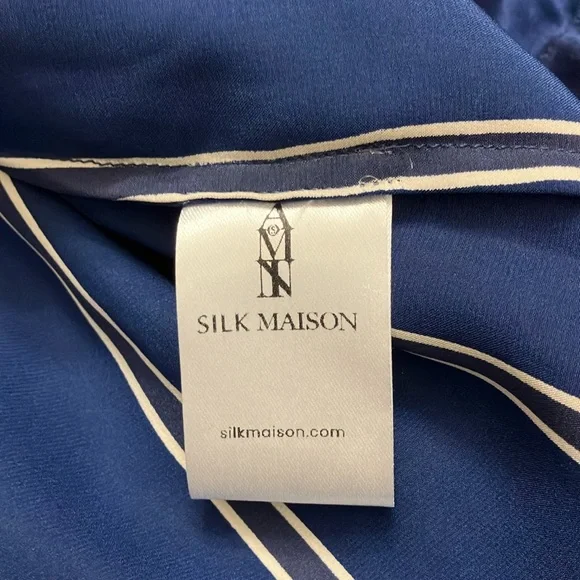 Blue Striped Satin Pajama Top - Picture 3 of 4